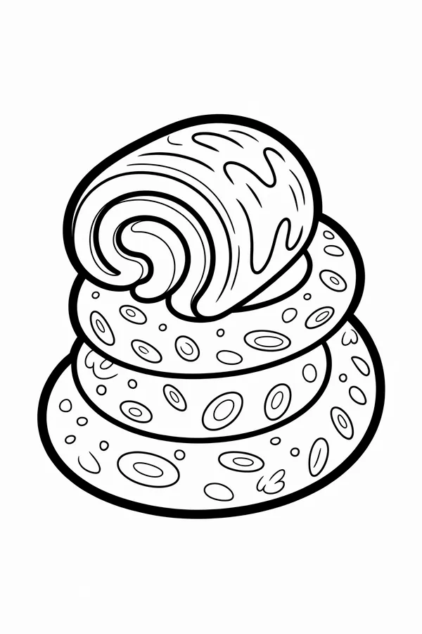 A Cute Swirly Swiss Roll Coloring Page