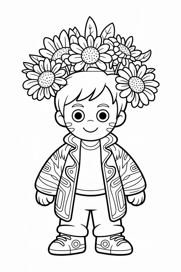 A Floating Earth Planet Wearing Coloring Page