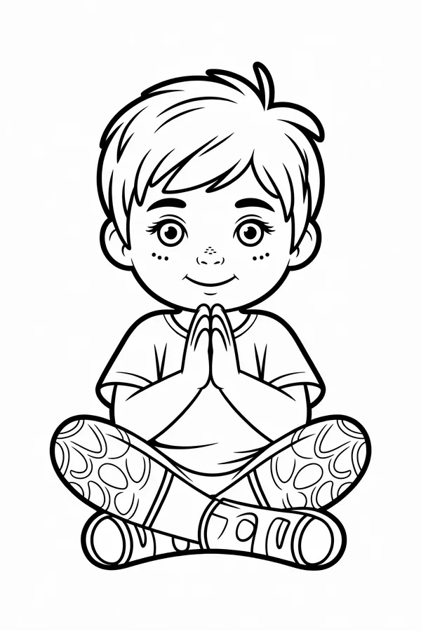 Calm Breathing Coloring Page – Printable for Kids Line Art Coloring Page