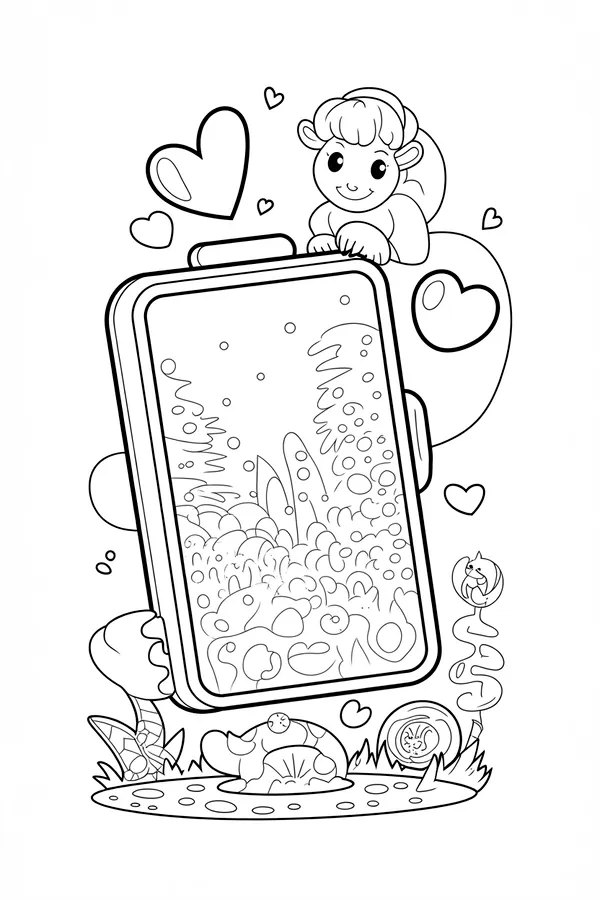 A Giant Handheld Virtual Pet Coloring Page