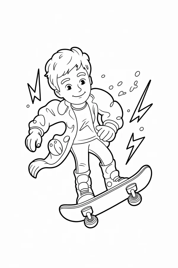A Cool Skateboard Flipping In Coloring Page