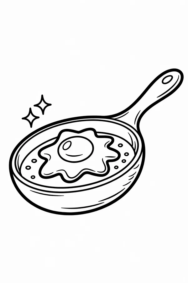 A Flying Frying Pan Cooking Coloring Page