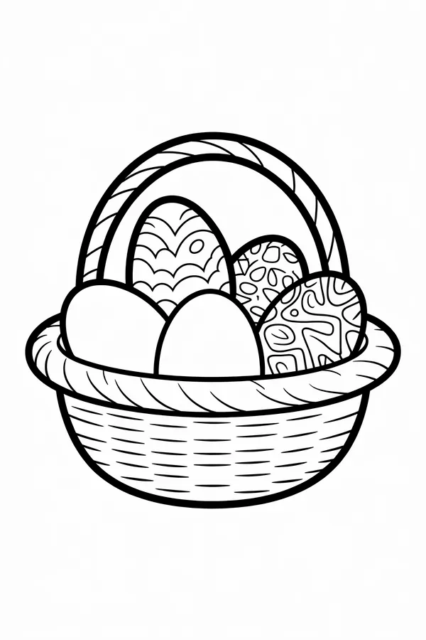 A Woven Basket On A Coloring Page