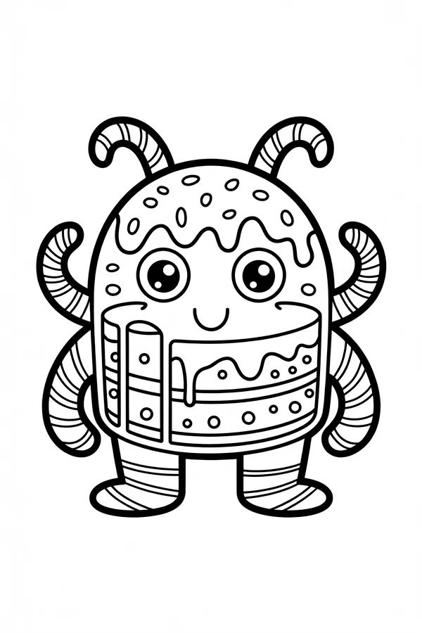 A Cute Rainbow Cake Slice Coloring Page