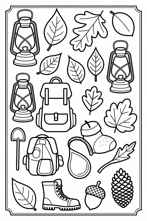 Summer Camp Camp Badge Set Coloring Page