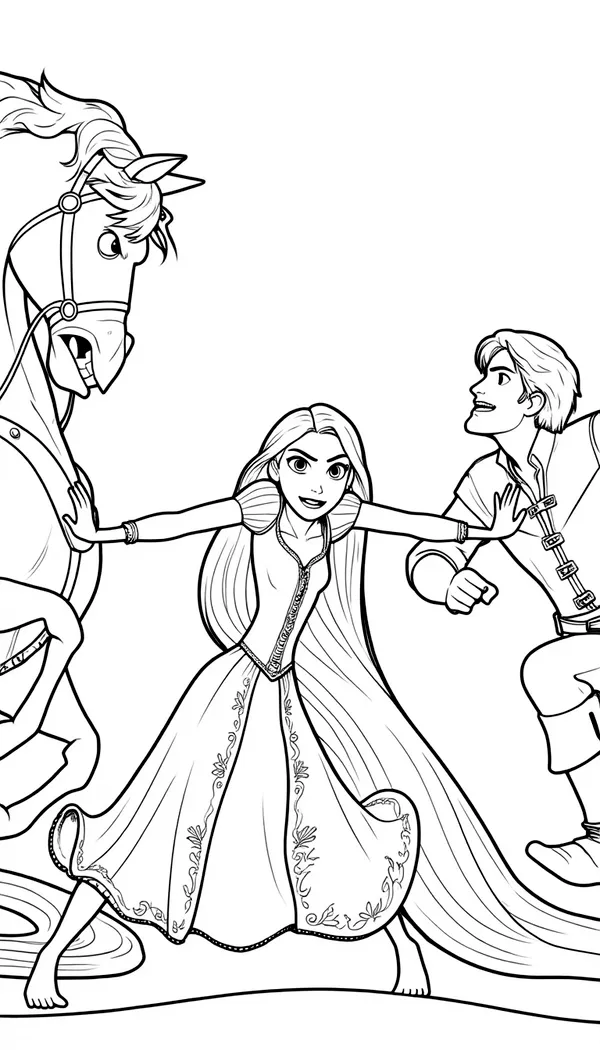Elsa and her friends Photo Coloring Page