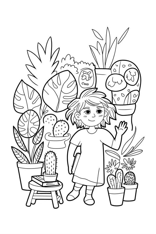 A Sunroom Filled With Many Coloring Page