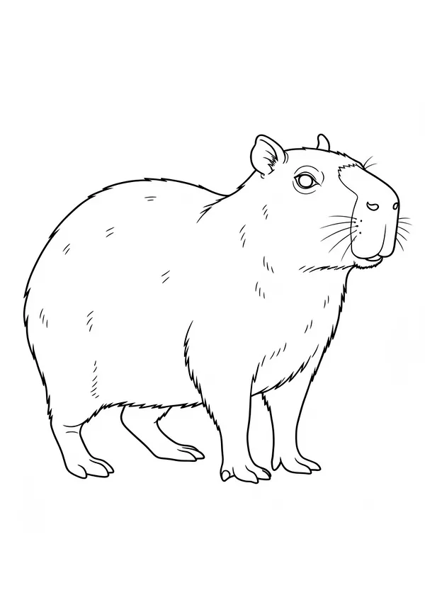 Victorian Capybara Stocky Three-quarter Pose Coloring Page