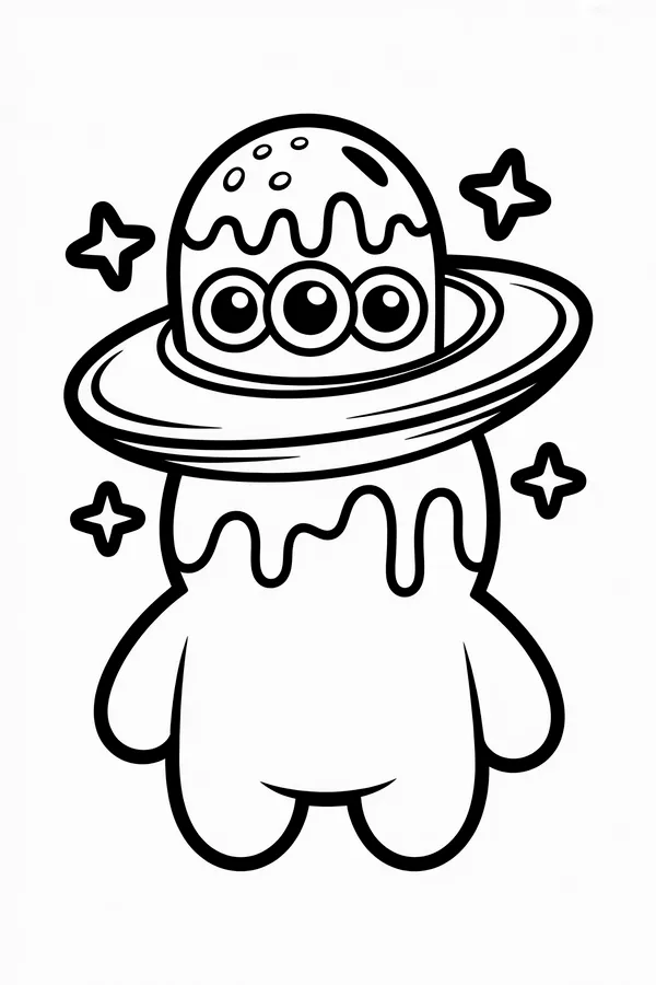 A Floating Alien Monster With Coloring Page