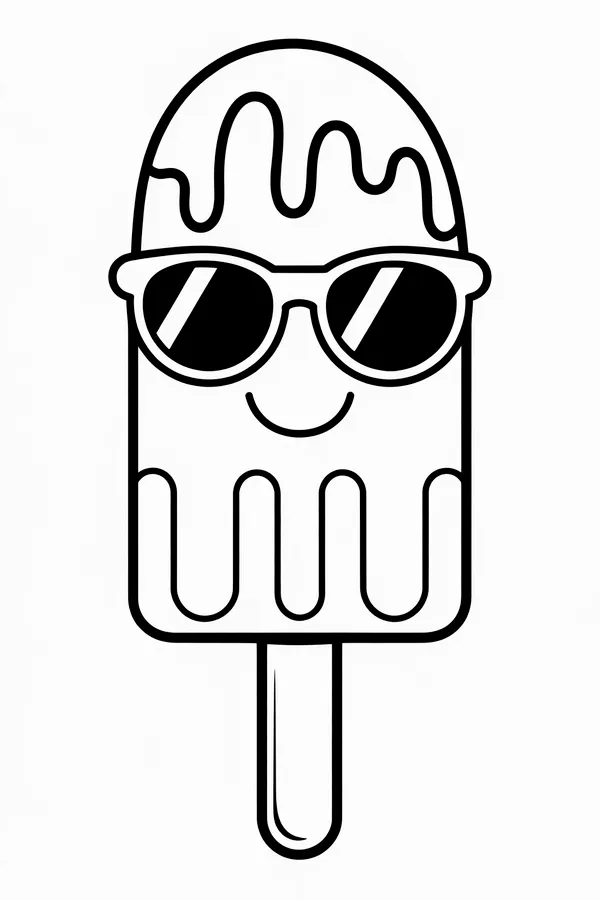 A Large Smiling Popsicle Wearing Coloring Page