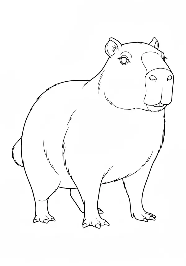Victorian Capybara Stocky Three-quarter Pose Coloring Page