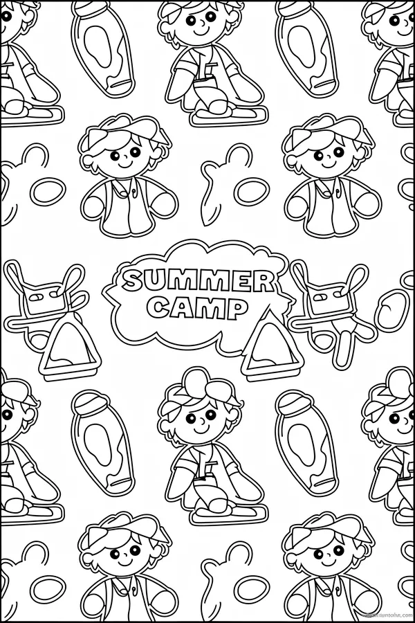 Summer Camp Pattern Page Coloring Page