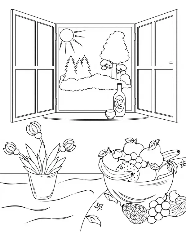 A cozy afternoon Convert This Image Into A Coloring Page Illustration by <a href="https://unsplash.com/@bel_media?utm_so