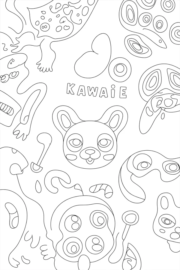 Kawaii Cafe Pattern Page Coloring Page