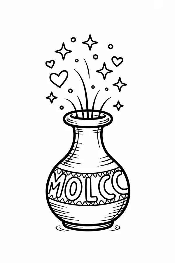 A Magic Ceramic Vase With Coloring Page