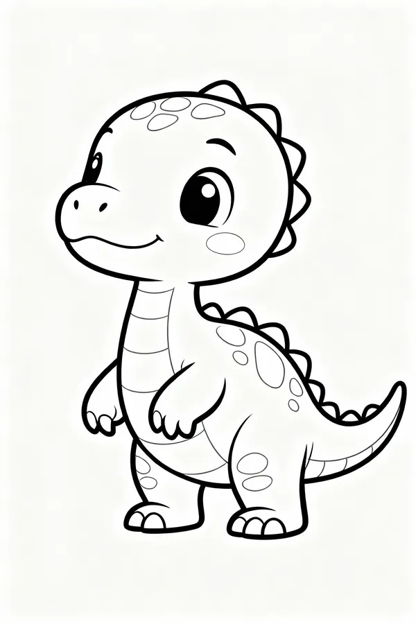 A Cute Little Dinosaur Coloring Page
