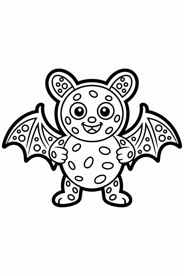 A Cute Bat Monster With Coloring Page