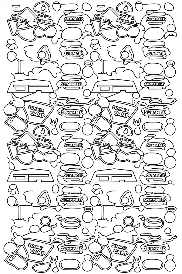 Summer Camp Pattern Page Coloring Page