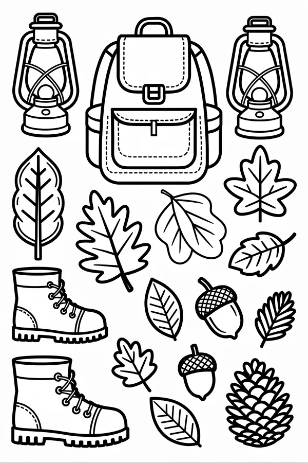 Summer Camp Camp Badge Set Coloring Page
