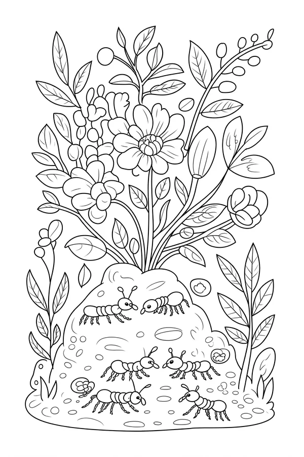 An Underground Ant Farm With Coloring Page