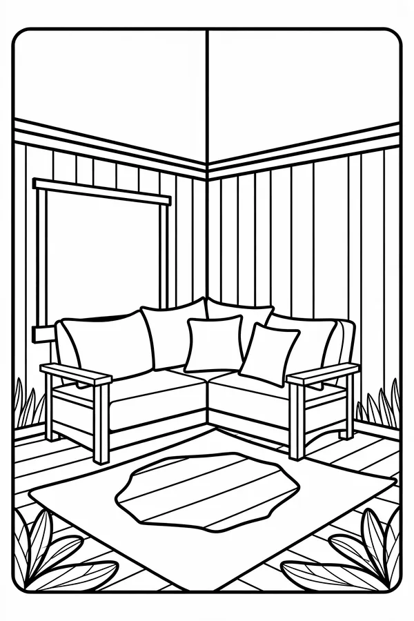 Summer Camp Cozy Corner Coloring Page