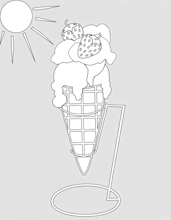 Cute ice cream Convert This Image Into A Coloring Page Illustration by <a href="https://unsplash.com/@bel_media?utm_sour
