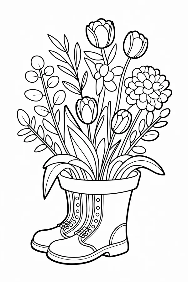 An Old Pair Of Boots Coloring Page