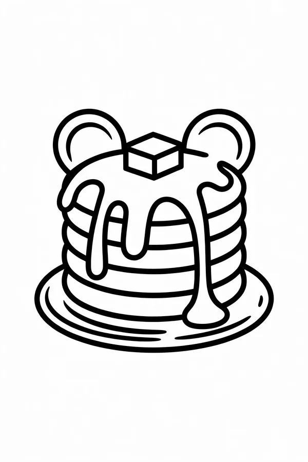 Three Round Pancake Stack Monster Coloring Page
