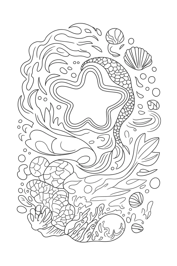 Sea Star Mandala With Shells Coloring Page