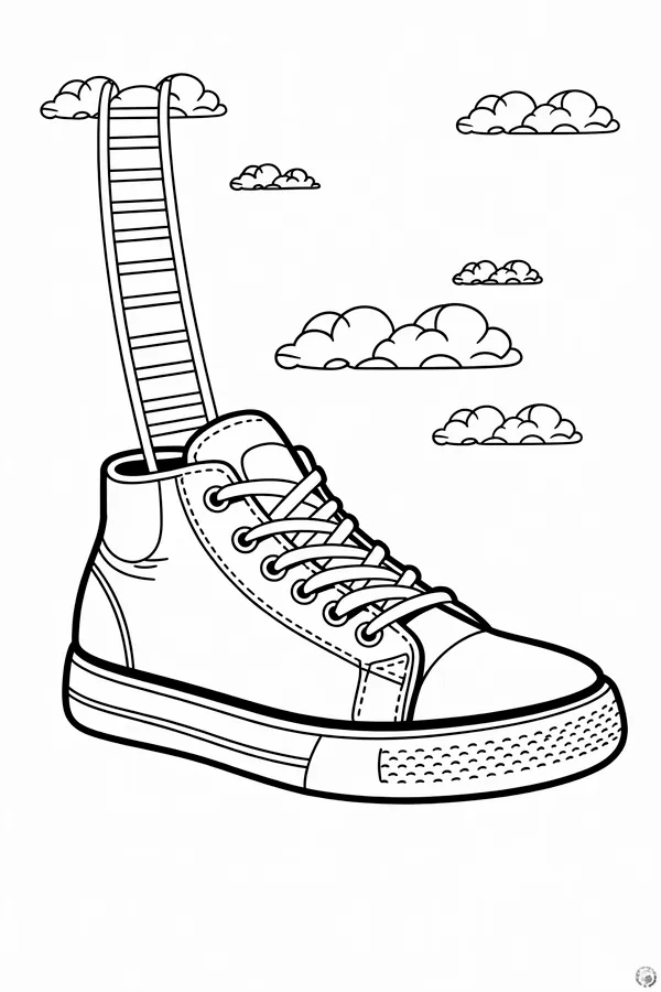 A Single Giant Retro Sneaker Coloring Page