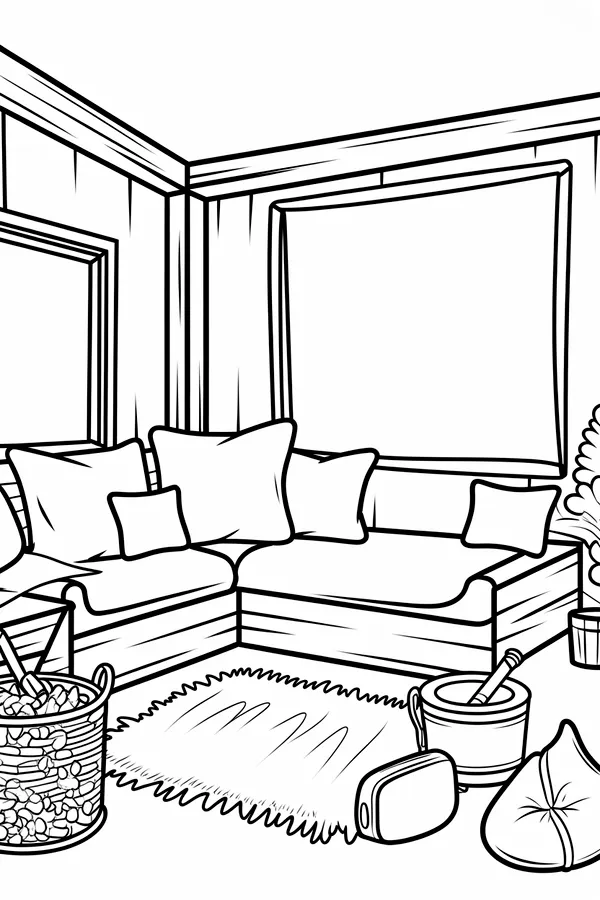 Summer Camp Cozy Corner Coloring Page