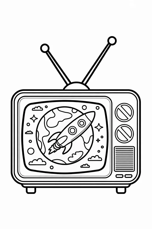 A Vintage Tv Set A Coloring Page