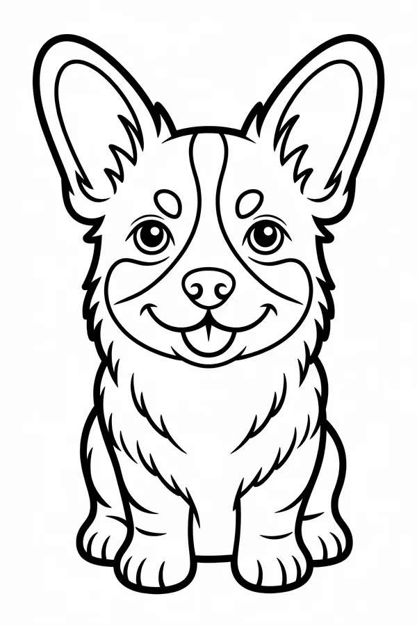 Retro Corgi Simple Design Coloring Page