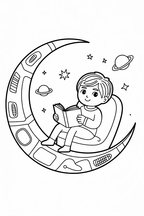 A Crescent Moonshaped Reading Chair Coloring Page