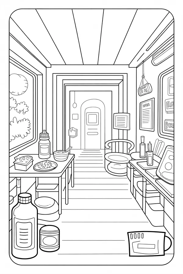 Summer Camp Main Scene Coloring Page
