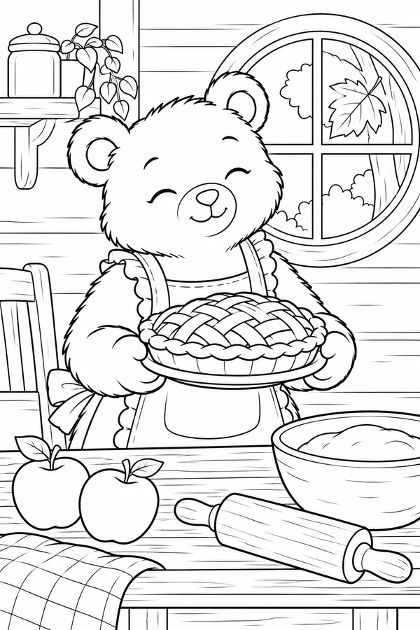Bear Baking an Apple Pie