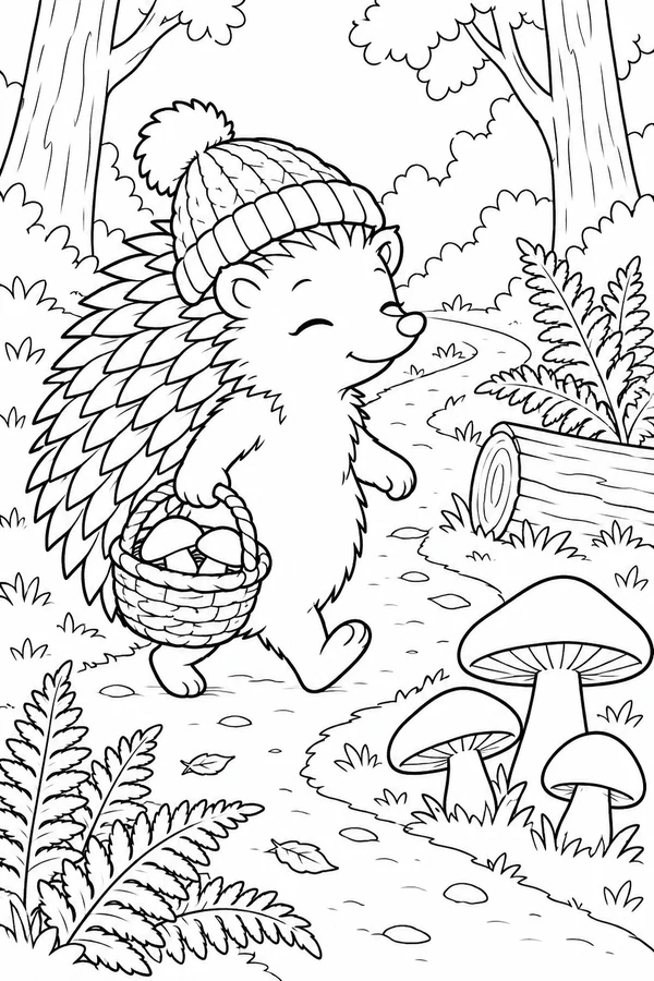 Hedgehog on a Mushroom Walk