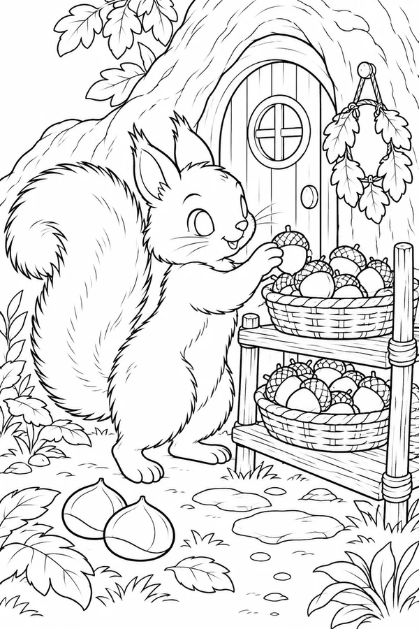 Squirrel and the Acorn Pantry