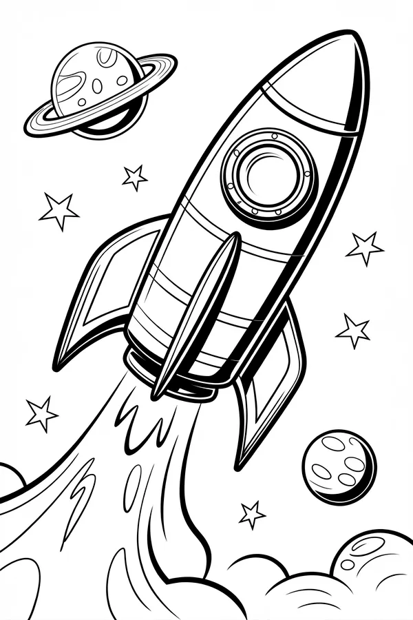 Simple Black And White Line Coloring Page