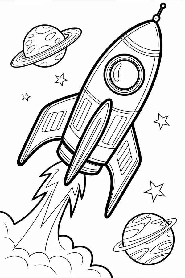 Simple Black And White Line Coloring Page