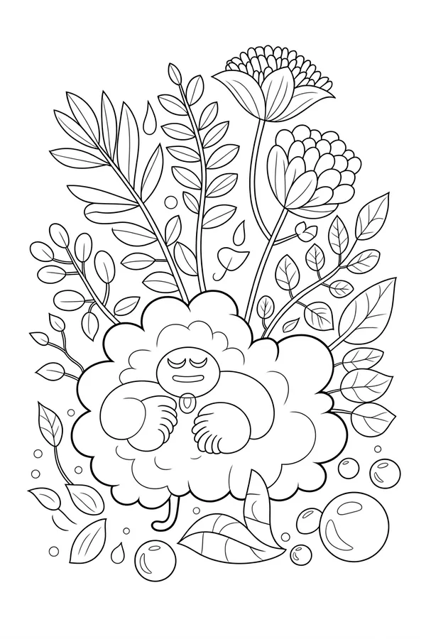 A Calm Cloudlike Monster With Coloring Page