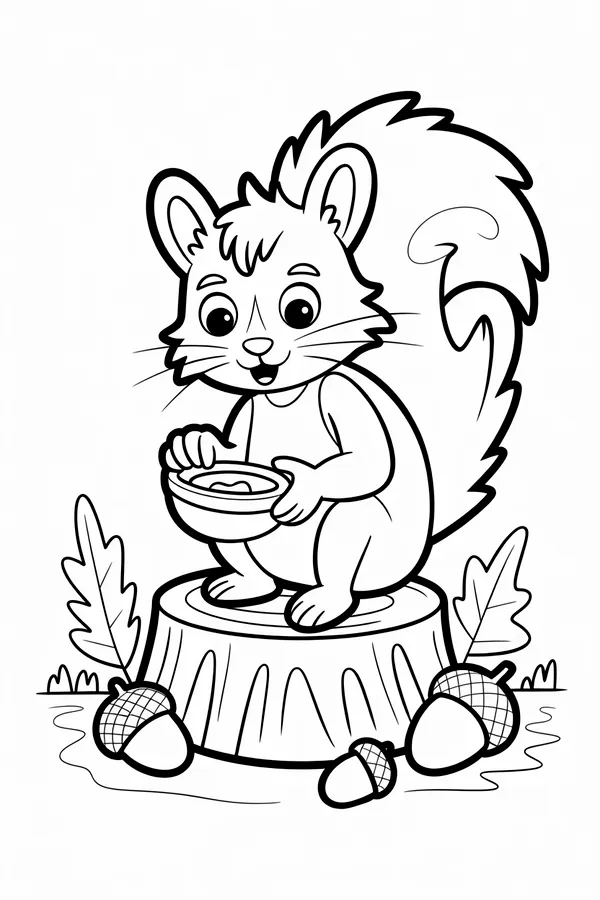 A Squirrel Potter Sitting On Coloring Page