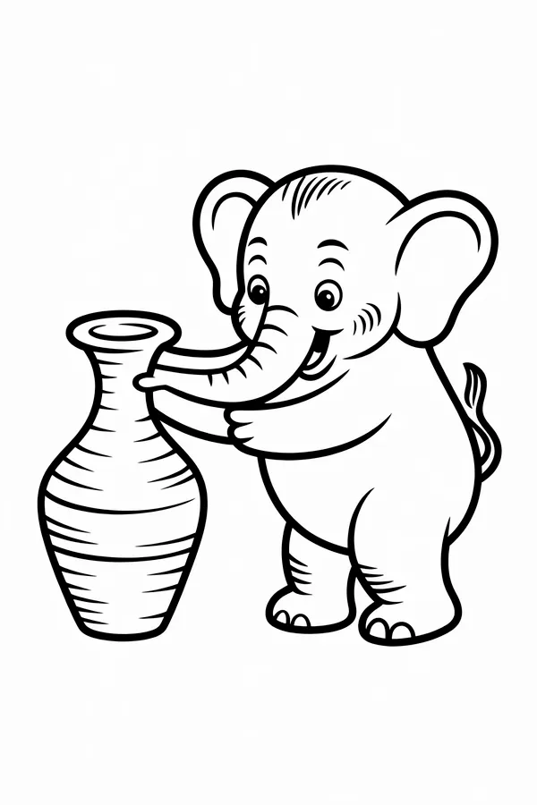 A Friendly Elephant Using Its Coloring Page