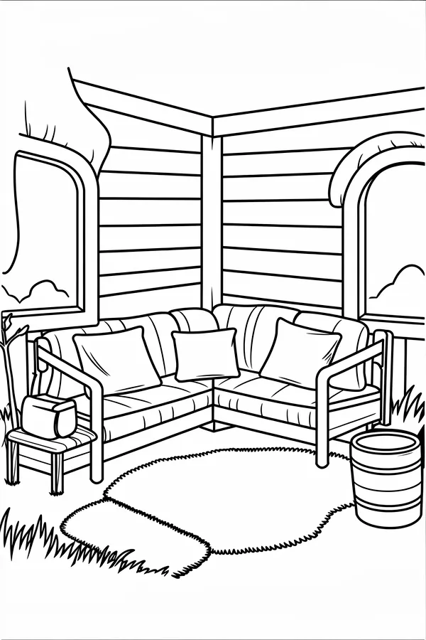 Summer Camp Cozy Corner Coloring Page