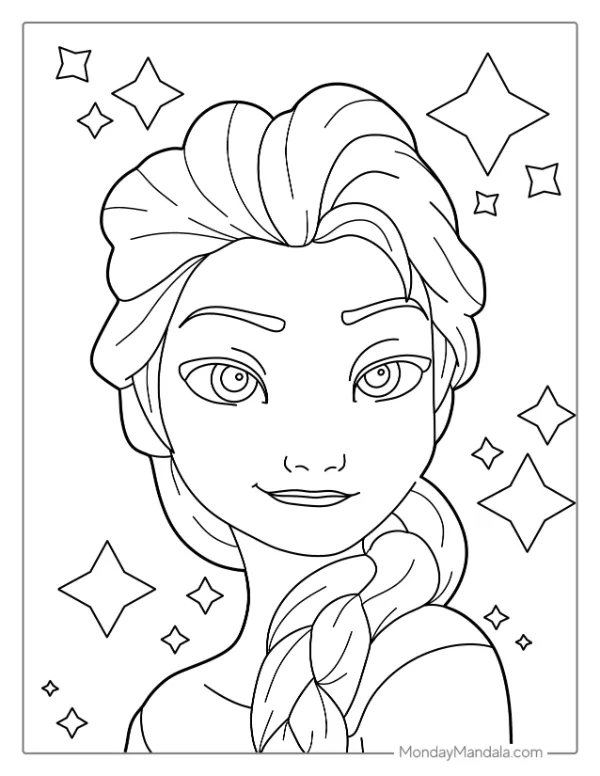 Elsa Hair Coloring Page For Kids
