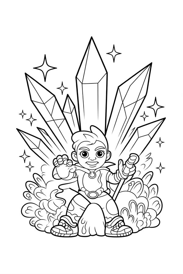 Magic Crystal Cluster Mandala Geometric Coloring Page