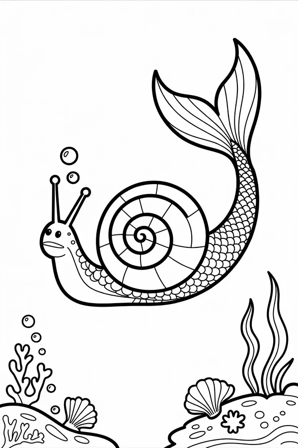 A Slow Snail With A Coloring Page