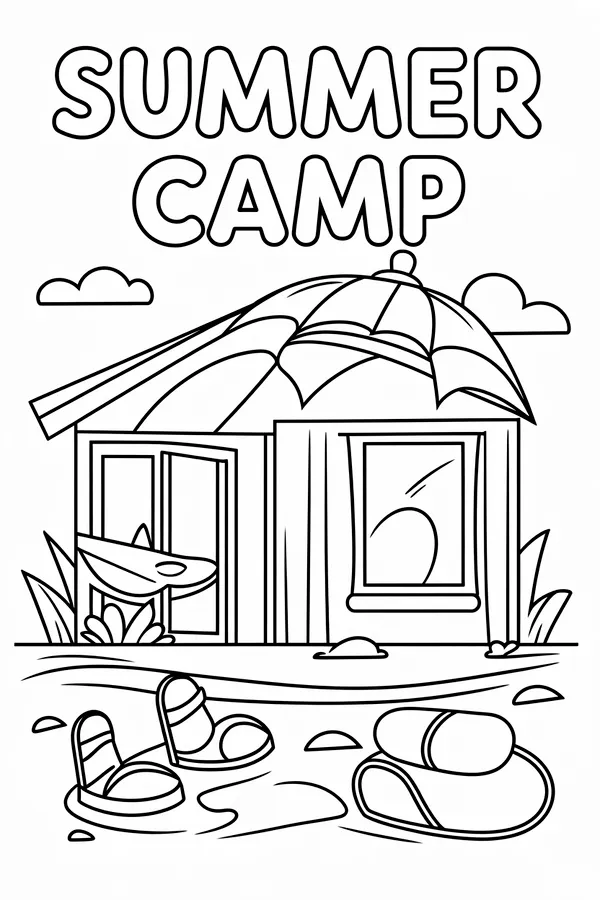 Summer Camp Detailed Design Coloring Page free printable coloring page