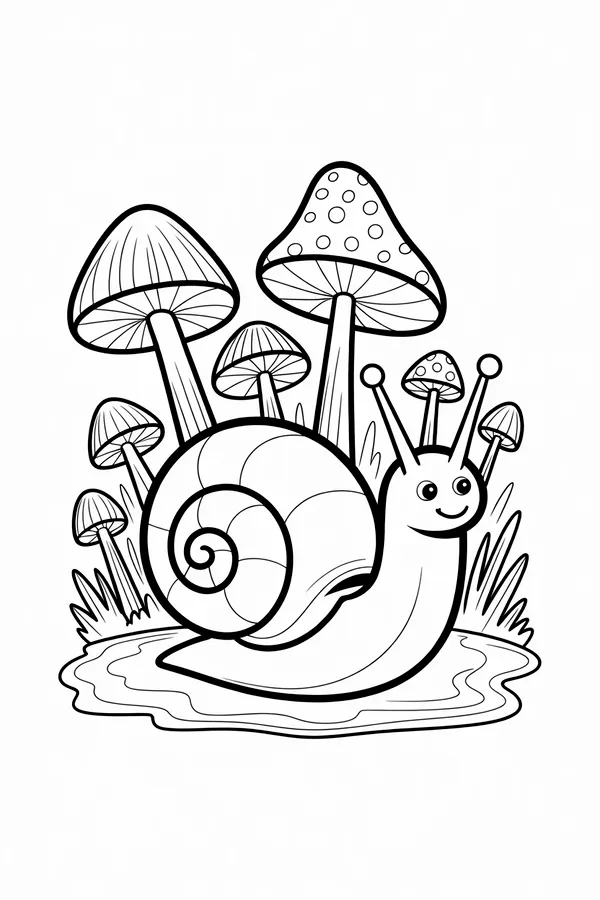 A Large Snail Traveling Through Coloring Page