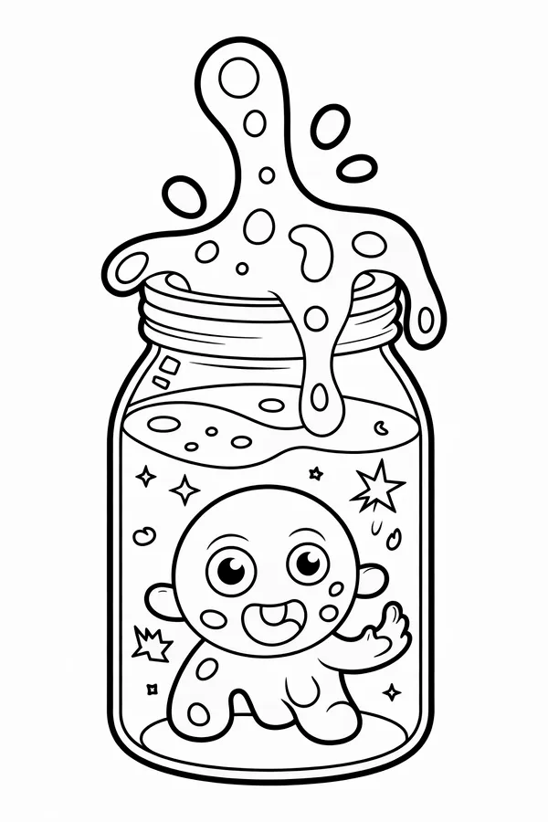 A Jar Of Colorful Slime Coloring Page